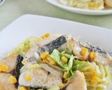 さわらと春キャベツの醤油バター蒸し作り方6写真