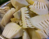 タケノコと豚肉とこごみ。作り方1写真