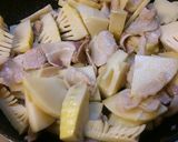 タケノコと豚肉とこごみ。作り方3写真