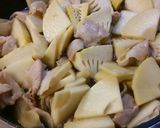 タケノコと豚肉とこごみ。作り方5写真