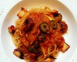 タコとオリーブのトマトパスタ作り方8写真