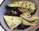 筍と鶏挽き肉、凍みコンニャク煮作り方6写真