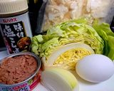 ツナとキャベツの巣ごもり　ペーパー蒸し作り方1写真