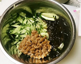 ねばねば美味！胡瓜ともずく酢の納豆和え★作り方2写真