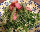 豆苗、インゲン豆、ベーコンの温サラダ作り方4写真