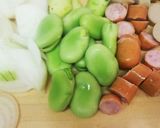 空豆とソーセージのソイクリームパスタ☆作り方1写真