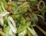 葉玉ねぎと厚切りベーコンの炒め物作り方4写真