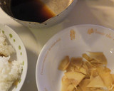 煮物の残りと白ご飯で簡単レンジの筍ご飯作り方1写真