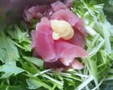 マグロの刺身をアレンジ♪水菜サラダ作り方2写真