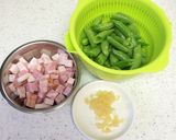 スナップエンドウとベーコンのパスタ♪作り方1写真