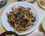 簡単★豚肉と紫水菜とキノコの中華炒め作り方9写真