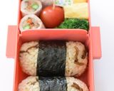 【キャラ弁】リボンパスタおにぎり弁当作り方1写真