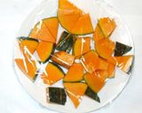 かぼちゃ新玉ねぎインゲンの温野菜サラダ作り方2写真