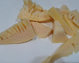 旬の筍で★豚肉と紫水菜の炒め物作り方1写真