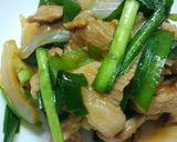 ニラ　玉ねぎ　豚肉のオイスターソース炒め作り方5写真