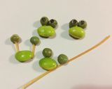 キャラ弁☆グリンピースと枝豆で、カエル作り方1写真