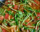 豆苗ﾄﾏﾄしめじパスタ作り方5写真