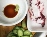 茹でタコとキュウリのワサビ醤油和え作り方1写真