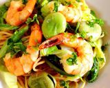 海老と空豆のアヒージョパスタ作り方7写真