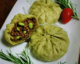 ホウレン草で包む、枝豆とピーマンの肉まん作り方15写真