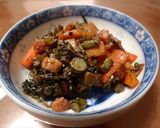 伸びウド、人参などの油炒めゴマ味噌煮作り方8写真
