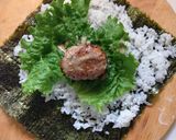 まん丸なメンチカツおにぎり？おにぎらず？作り方4写真