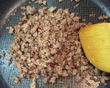 水菜と挽肉のピリ辛オイスターソース炒め♪作り方5写真