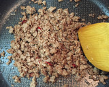 水菜と挽肉のピリ辛オイスターソース炒め♪作り方5写真