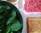 小松菜と厚揚げと牛ひき肉の炒め煮作り方1写真