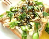 紫蘇香る❀サラチキ×枝豆和トースト作り方4写真