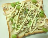 紫蘇香る❀サラチキ×枝豆和トースト作り方3写真