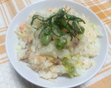 俺流！塩鮭と塩えんどう豆の炊き込みごはん作り方6写真