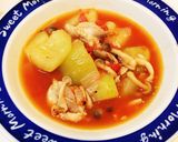 黄金色?摘果(子)メロンと鶏肉のトマト煮作り方12写真