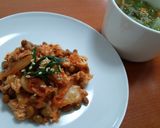鶏を湯がいた後のめかぶスープ作り方3写真