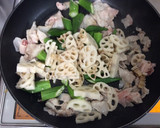 豚肉とオクラとレンコンの柚子胡椒炒め作り方5写真