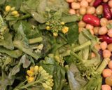 菜の花とミックスビーンズのごま油炒め。作り方1写真
