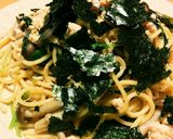 鶏ひき肉と三つ葉の和風パスタ作り方6写真
