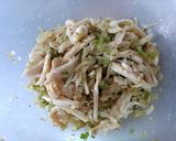 サラダチキンのパパっとねぎ塩にんにく和え作り方3写真