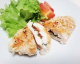 揚げない梅じそササミフライ風パン粉焼き作り方6写真