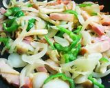 ベーコン＊しめじ＊玉葱＊ピーマンのパスタ作り方2写真