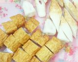 ごぼう天と竹輪と水菜の炒め物♪調味料３つ作り方1写真