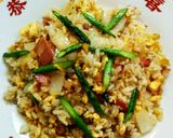 アスパラ・ベーコン・バター醤油炒飯作り方10写真