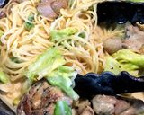 チキンとキャベツのレモンクリームパスタ。作り方6写真