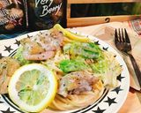 チキンとキャベツのレモンクリームパスタ。作り方7写真