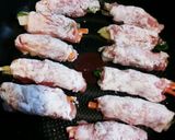 野菜の豚肉ロール◎オイスターソース焼き作り方3写真