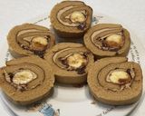 スイスロールでチョコバナナロールケーキ♪作り方5写真