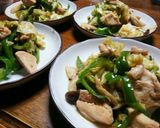 シンプル♡鶏肉と野菜の簡単和風炒め♥作り方5写真