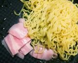 ５分で完成！豆苗＆ベーコンDE焼きそば♪作り方5写真
