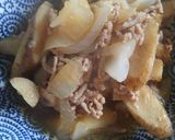 ごぼうと豚ひき肉の煮物作り方4写真