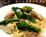 チキンと菜の花のアーリオオーリオ。作り方10写真